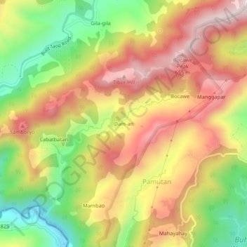 Dam-an topographic map, elevation, terrain