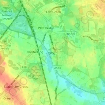 Abram topographic map, elevation, terrain