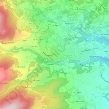 Virieu topographic map, elevation, terrain