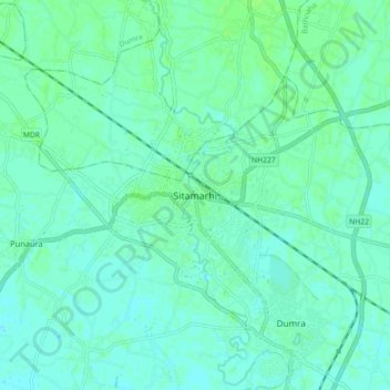 Sitamarhi topographic map, elevation, terrain