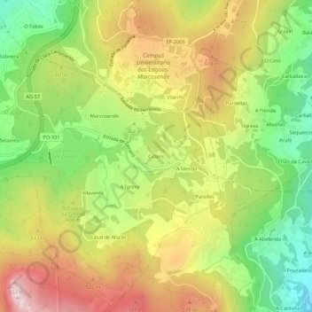 Cidáns topographic map, elevation, terrain