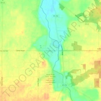 Valley City topographic map, elevation, terrain