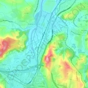 Barreda topographic map, elevation, terrain