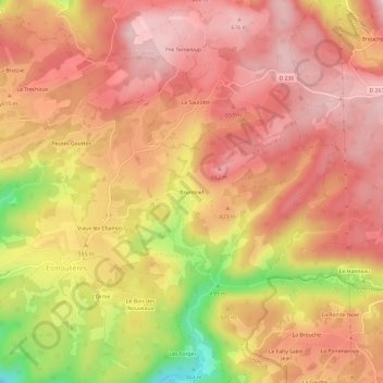 Brumbief topographic map, elevation, terrain
