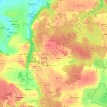 Les Hayages topographic map, elevation, terrain