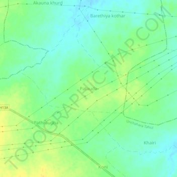 Patauda topographic map, elevation, terrain