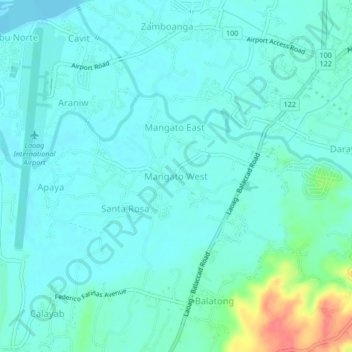 Mangato West topographic map, elevation, terrain