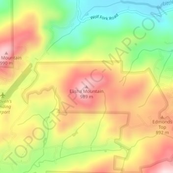 Elisha Mountain topographic map, elevation, terrain