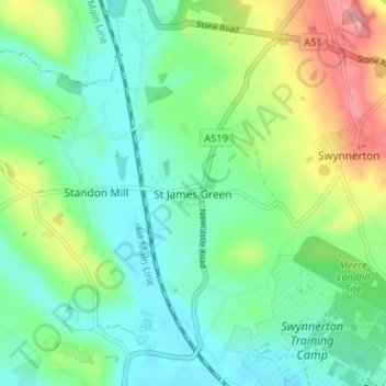 St James Green topographic map, elevation, terrain