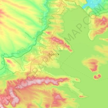 Bratsk topographic map, elevation, terrain