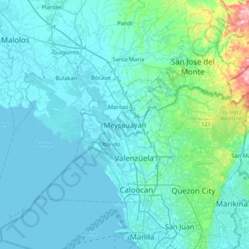 Meycauayan topographic map, elevation, terrain