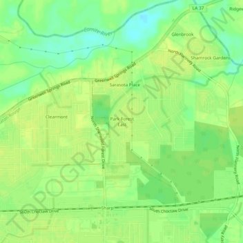 Park Forest East topographic map, elevation, terrain