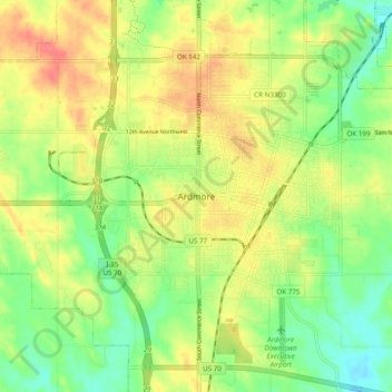 Ardmore topographic map, elevation, terrain