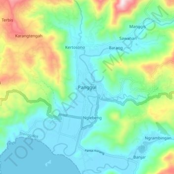 Panggul topographic map, elevation, terrain
