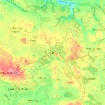 Ellesmere topographic map, elevation, terrain
