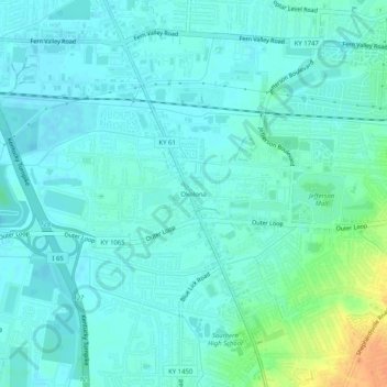 Okolona topographic map, elevation, terrain