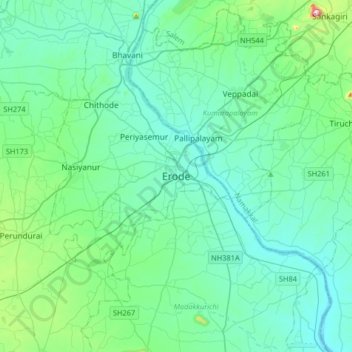 Erode topographic map, elevation, terrain
