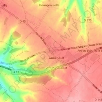 Les Quatre Routes topographic map, elevation, terrain