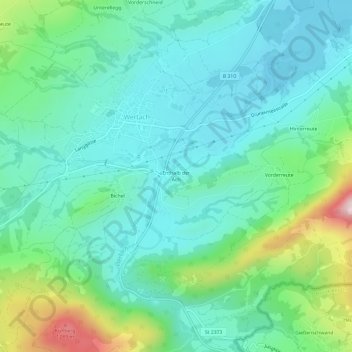 Enthalb der Ach topographic map, elevation, terrain