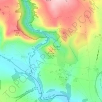 Thorpe Cloud topographic map, elevation, terrain