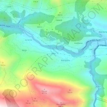 Tobes topographic map, elevation, terrain