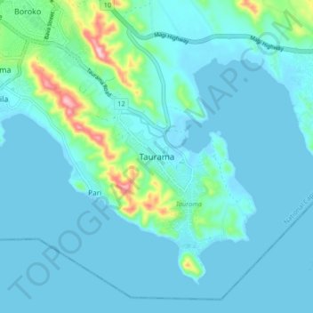 Taurama topographic map, elevation, terrain