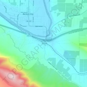 Kiona topographic map, elevation, terrain