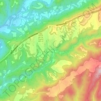Santa Maria d'Oló topographic map, elevation, terrain