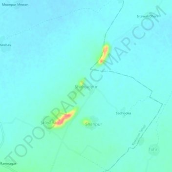 Shahjadpur topographic map, elevation, terrain