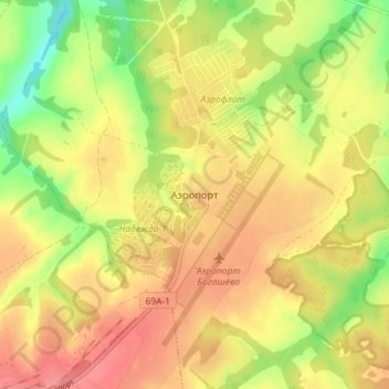 Аэропорт topographic map, elevation, terrain