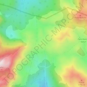 Ljubin grob topographic map, elevation, terrain