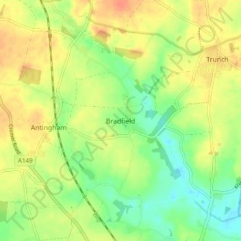 Bradfield topographic map, elevation, terrain