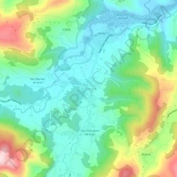 Bádames topographic map, elevation, terrain