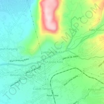Lambung Bukit topographic map, elevation, terrain