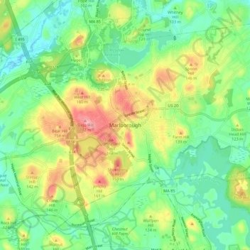 Marlborough topographic map, elevation, terrain