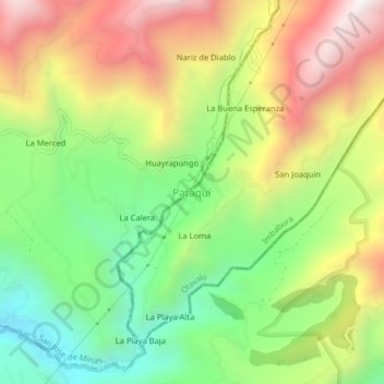 Pataquí topographic map, elevation, terrain