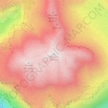 Tobacor topographic map, elevation, terrain