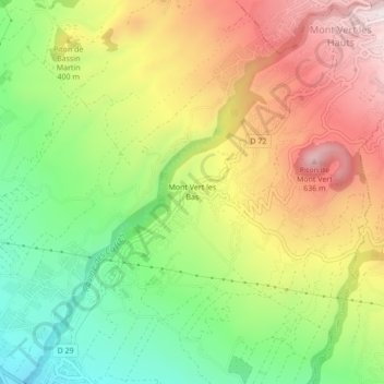 Mont Vert les Bas topographic map, elevation, terrain