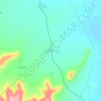 Harshi topographic map, elevation, terrain
