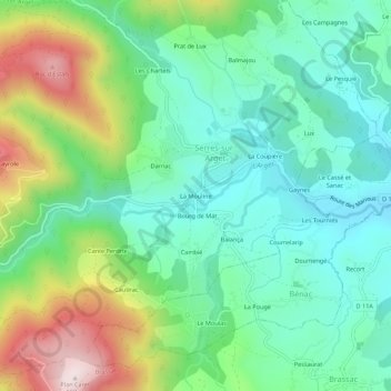 La Mouline topographic map, elevation, terrain