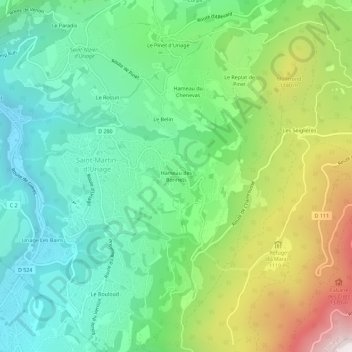 Hameau des Bonnets topographic map, elevation, terrain