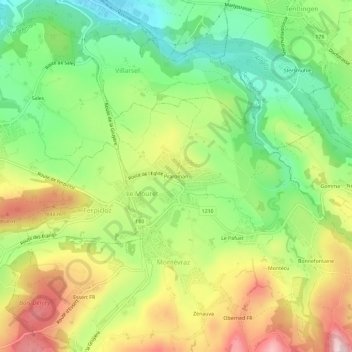 Praroman topographic map, elevation, terrain