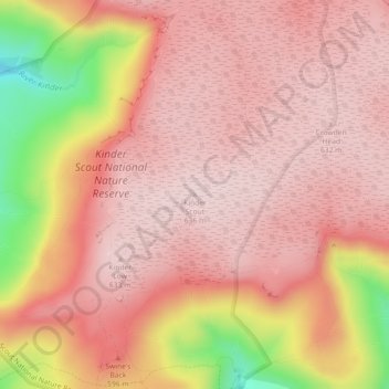 Kinder Scout topographic map, elevation, terrain