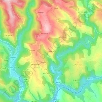 Lostange topographic map, elevation, terrain