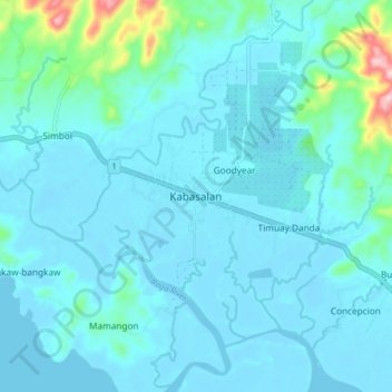 Kabasalan topographic map, elevation, terrain