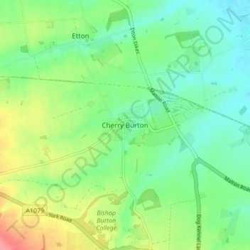 Cherry Burton topographic map, elevation, terrain