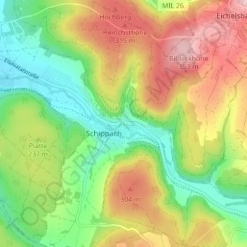 Rück topographic map, elevation, terrain