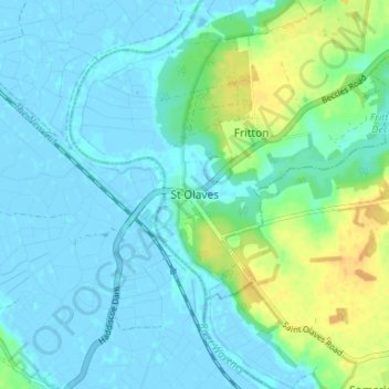 St Olaves topographic map, elevation, terrain