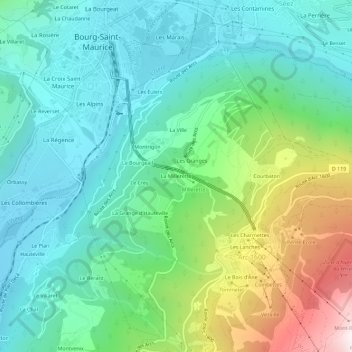 La Millerette topographic map, elevation, terrain