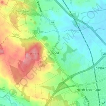 Torwood topographic map, elevation, terrain